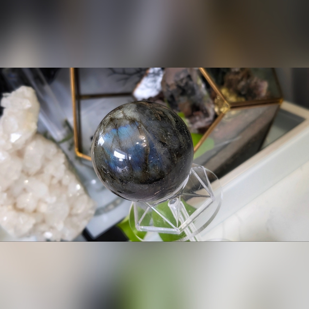 3" Labradorite Sphere with Plastic Stand